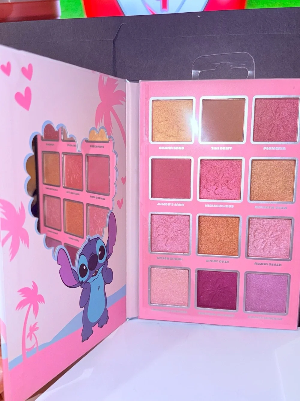 Disney Stitch Pink & Blue Eyeshadow Palette with Peach Accents